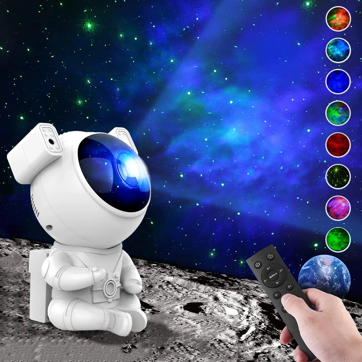 Astra Galaxy Projector — Astronaut Star & Nebula Night Light (Remote + Bluetooth)