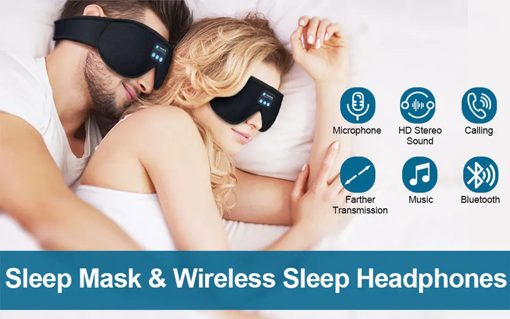 Cache-yeux Bluetooth Somna porté pour dormir avec écouteurs plats intégrés